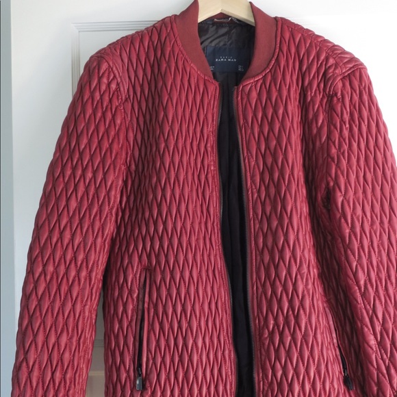 zara man jacket red